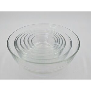 Duralex Lys Clear Glass Nesting Bowls Set of 7 Made in France Stackable Prep Set